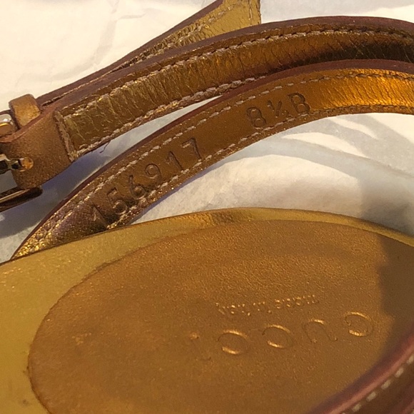 NIB Gucci Bronze Metallic Braided Stacked Heel 8.5 - Picture 5 of 8